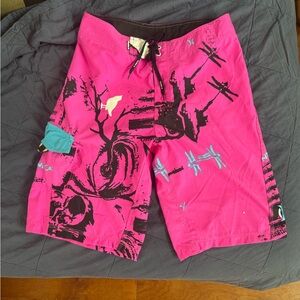 Hurley Hot Pink and Turquoise Men's Hybrid Board Shorts